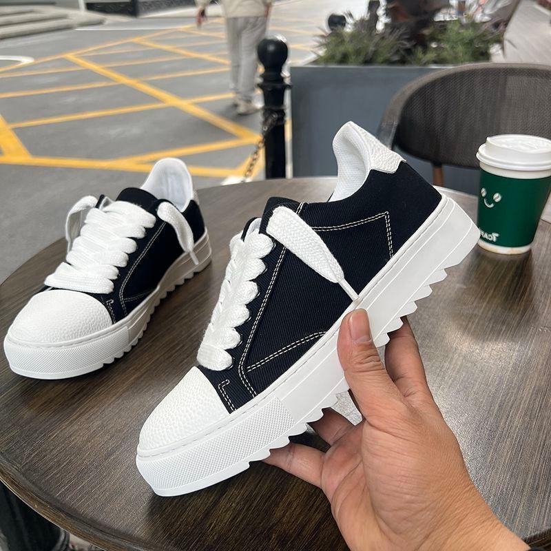 Men'S Shoes With Height Increase - Chaussures basses tendance en toile polyvalentes