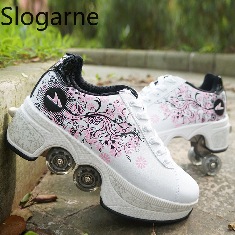 Men Shoes Casual - Femmes 4 roues déformation patins à