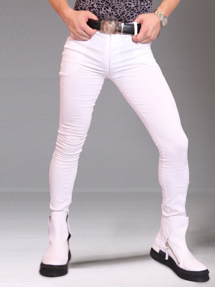 Men'S Shoes With Jeans - M-3XL Hommes artificiel astique Denim Jeans