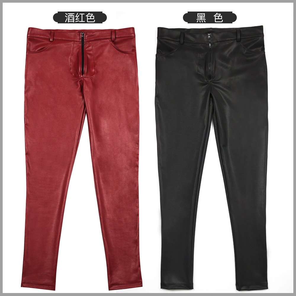 Jean slim en cuir PU pour homm - Men'S Shoes With Jeans avis et prix