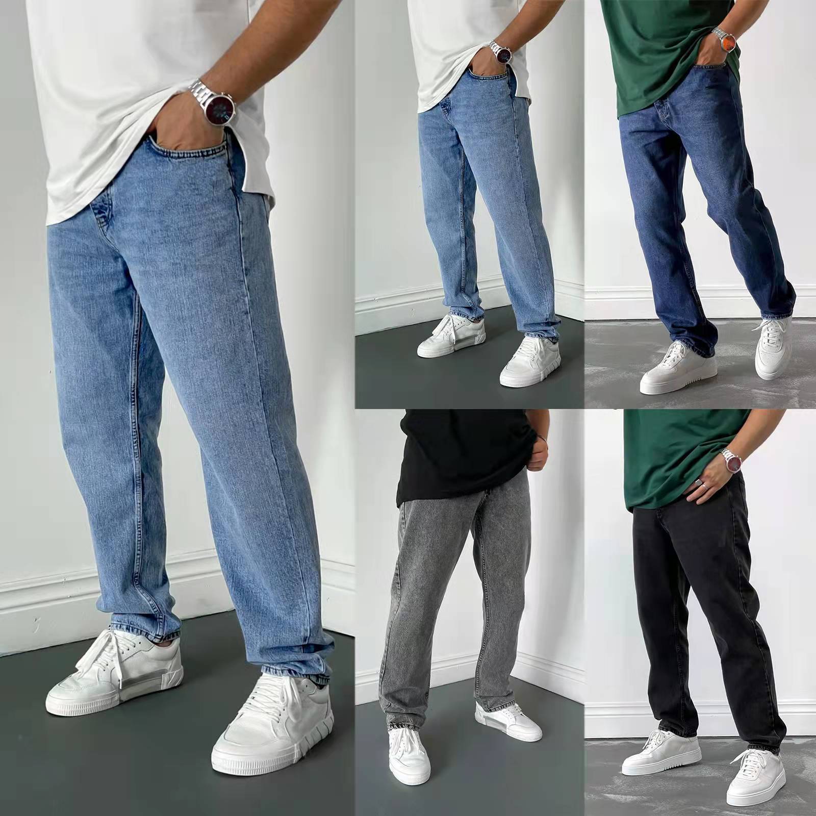 Jeans slim à jambe droite haut - Men'S Shoes With Jeans avis et prix