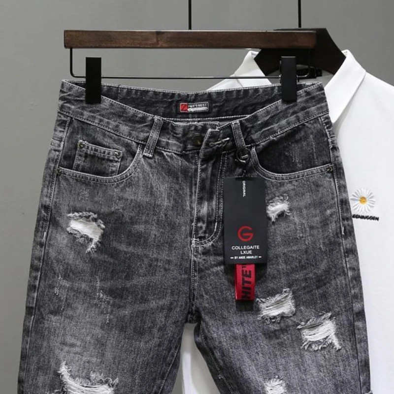 Short en jean déchiré extensib - Men'S Shoes With Jeans avis et prix
